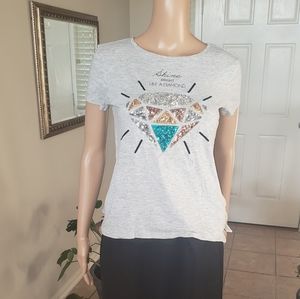 Springfield 4 "shine bright like a diamond" sequins diamond marled grey tee